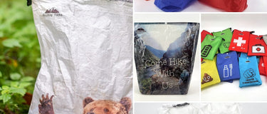 Ultralight dry bags in several sizes, colors, and custom prints, sewn by hand in Waynesburg, Pennsylvania