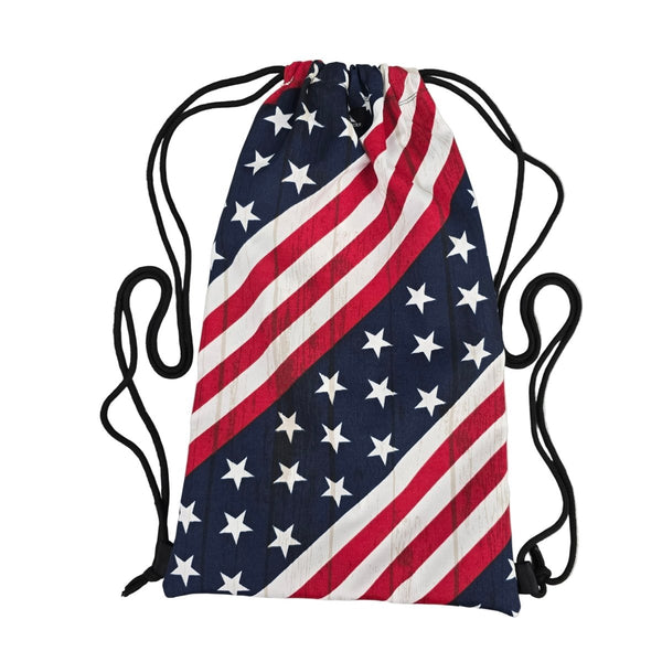 Bargain String Backpack (Flag Print) - Hilltop Packs LLC