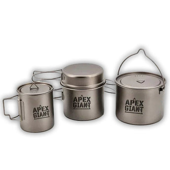 Cook Pots made with ultralight Titanium Apex Giant