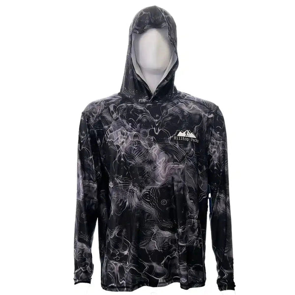 "UltraShade Hoodie" (Sun Hoodie) Water/Smoke Camo Pattern UPF50 - Hilltop Packs LLC