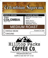 Colombian Supreme - Medium Roast - Hilltop Packs LLC