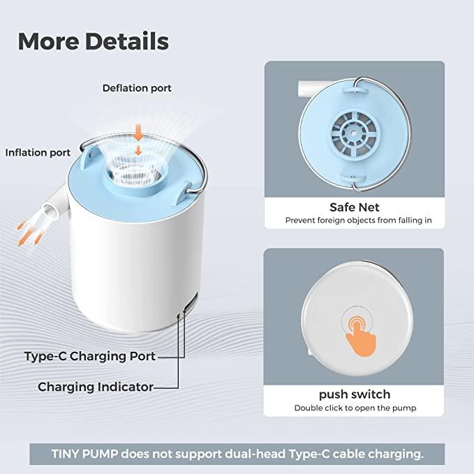 FLEXTAILGEAR Tiny Pump "Original" Portable Air with 1300mAh Battery Rechargeable - Hilltop Packs LLC