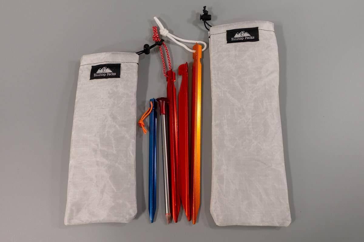 tent stake bag Ultralight Tent Stake Stuff Sack (D50T Tough Stake Bag) 8" Stubby Stake Sack / White